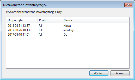 HDF Inwentaryzacja 6 – usuwanie niezakończonej inwentaryzacji z listy