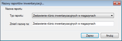HDF Inwentaryzacja 6 – lista raportów po zmianie nazwy raportu
