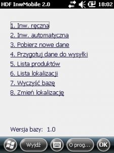 HDF Inwentaryzacja 6 – aplikacja na terminalu – wybór opcji Inwentaryzacja automatyczna