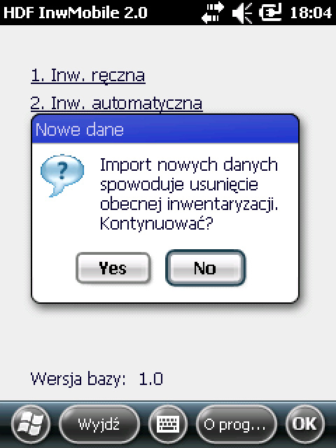 HDF Inwentaryzacja 6 – aplikacja na terminalu – pobieranie danych do inwentaryzacji