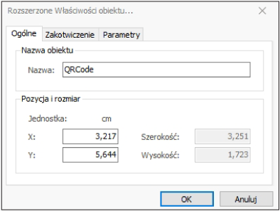 HDF Labels 9 – okno zaawansowanych właściwości kodu kreskowego
