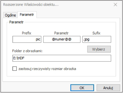 HDF Labels 9 – zakładka parametryzowania obrazu do druku seryjnego
