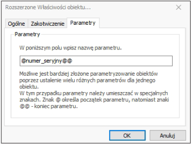 HDF Labels 9 – pole parametru kodu kreskowego do druku seryjnego
