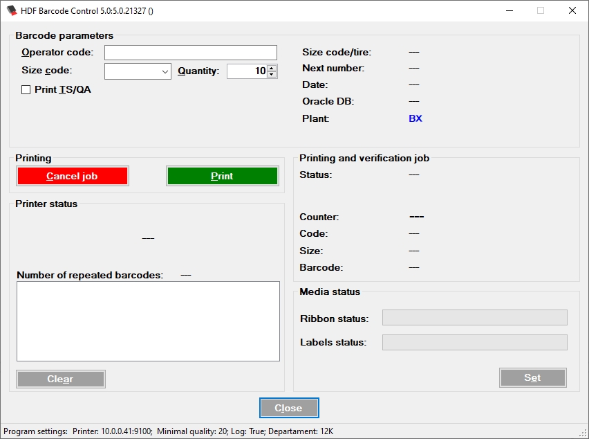 Zrzut ekranowy programu BarCode Verification firmy HDF Software