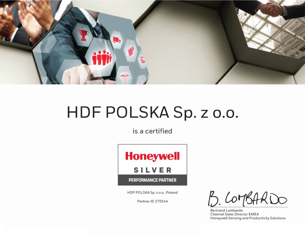 Certyfikat firmy Honeywell