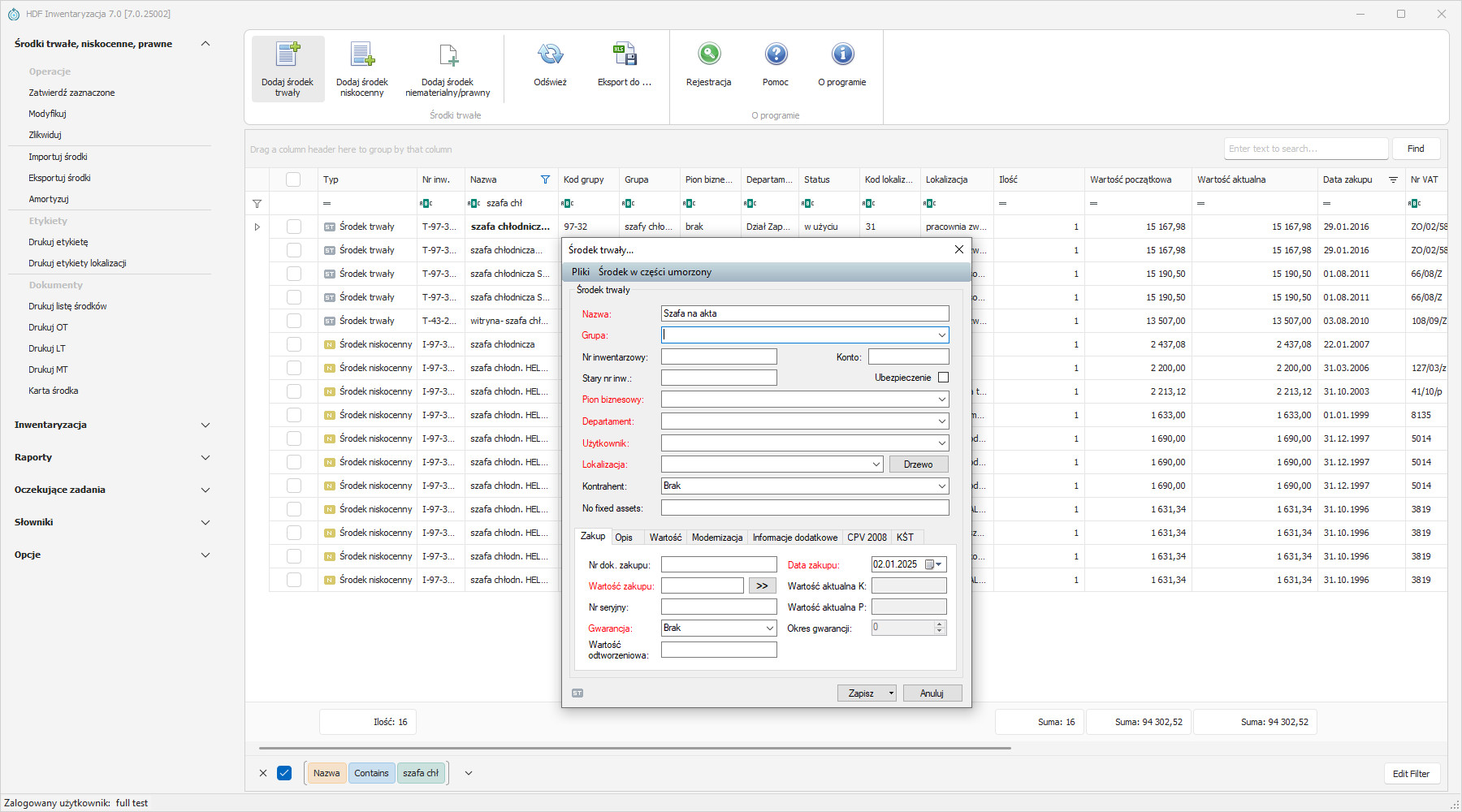 program do inwentaryzacji - szablony etykiet