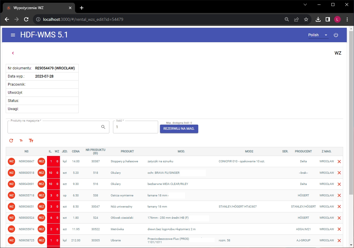 System WMS zrzut 2